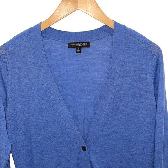 Banana Republic Womens Blue 100% Merino Wool Button Front Cardigan Sweater Small - Picture 2 of 9
